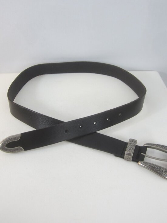Lucky Brand  Medium Black Leather Silver Tone Buckle Western Cowboy 32 - 37 main image 5